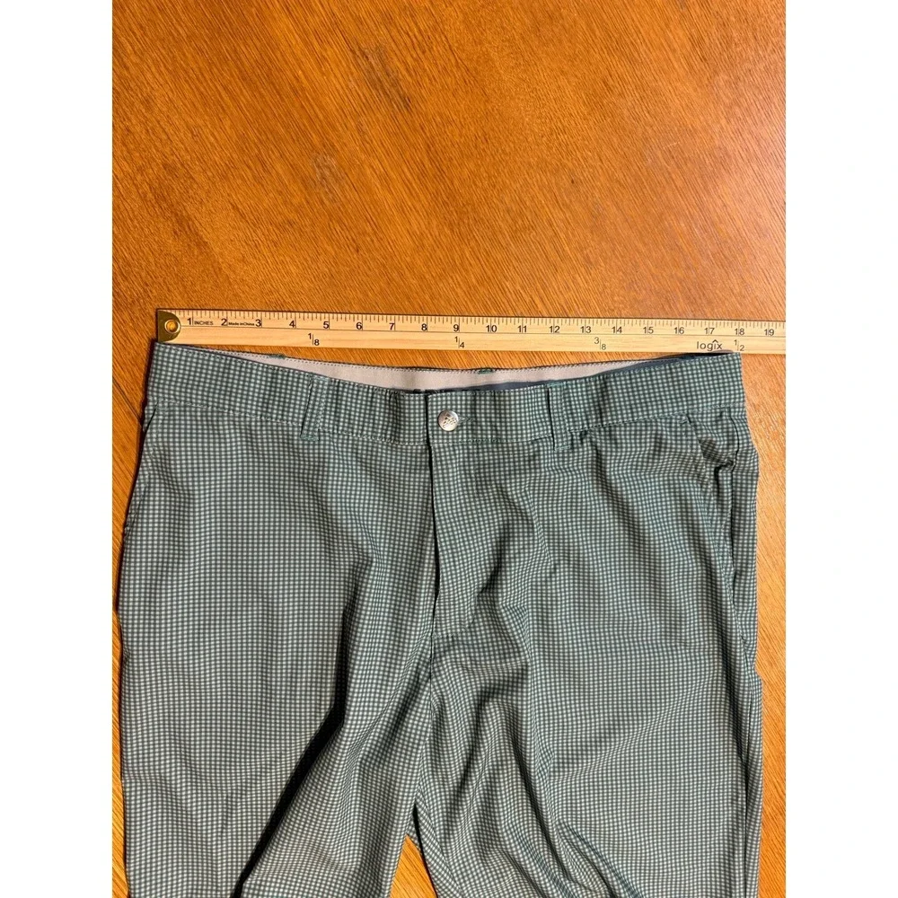 Adidas Golf Shorts Men's 36x9‎ Green Check Lightweight Chino Performance Stretch